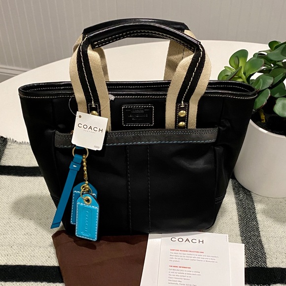 Coach Handbags - NWT COACH Hamptons Small Satin Tote Black L05M 126